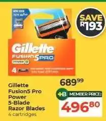 Dis-Chem Gillette Fusion5 Pro Power 5-Blade Razor Blades offer