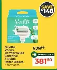 Dis-Chem Gillette Venus ComfortGlide Sensitive 3-Blade Razor Blades offer
