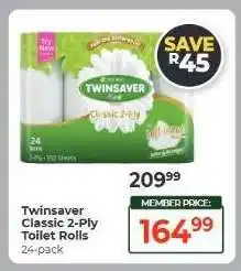 Dis-Chem Twinsaver Classic 2-Ply Toilet Rolls offer