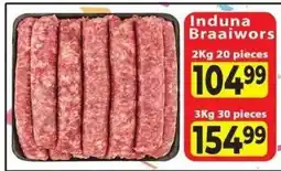 Supa Store Induna Braaiwors 2Kg offer