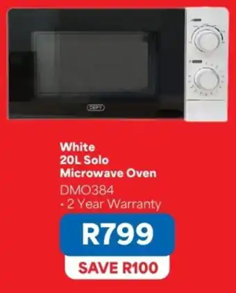 White 20L Solo Microwave Oven DMO384