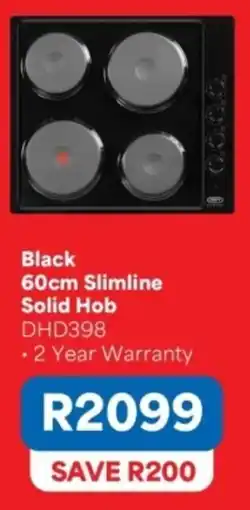 OK Furniture Black 60cm Slimline Solid Hob DHD398 offer