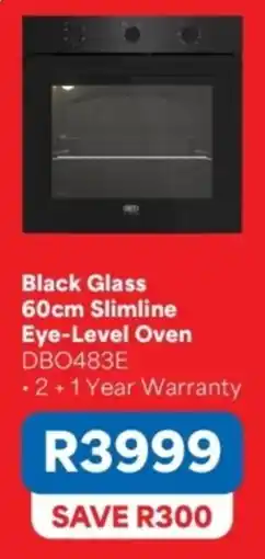OK Furniture Black Glass 60cm Slimline Eye-Level Oven DBO483E offer