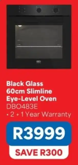 Black Glass 60cm Slimline Eye-Level Oven DBO483E