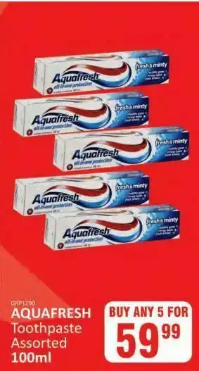 KitKat Cash and Carry Toothpaste assorted aquafresh 100ml offer
