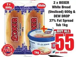 Boxer Superstores BOXER White Bread & DEW DROP 37% Fat Spread offer