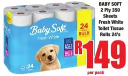Boxer Superstores Baby Soft Fresh White Toilet Tissue Rolls offer