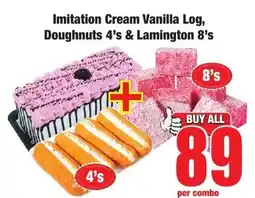 Boxer Superstores Imitation Cream Vanilla Log, Doughnuts 4's & Lamington 8's offer
