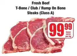 Boxer Superstores Fresh Beef T-Bone / Club / Rump On Bone Steaks (Class A) offer