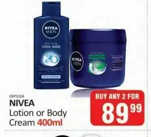 KitKat Cash and Carry Lotion or body cream nivea offer