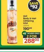 Dis-Chem Skil Body & Hair Glittering Mist 250ml - 2 for offer