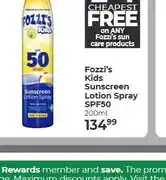 Dis-Chem Fozzi's Kids Sunscreen Lotion Spray SPF50 200ml offer