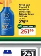 Dis-Chem Nivea Sun Protect & Moisture Sunscreen Trigger Spray SPF50+ 250ml offer