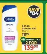 Dis-Chem Sanex Shower Gel 750ml - 2 for offer