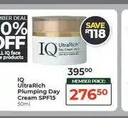 Dis-Chem IQ UltraRich Plumping Day Cream SPF15 50ml offer