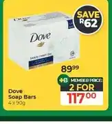 Dis-Chem Dove Soap Bars 4 x 90g - 2 for offer