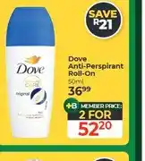 Dis-Chem Dove Anti-Perspirant Roll-On 50ml - 2 for offer