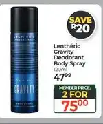Dis-Chem Lenthéric Gravity Deodorant Body Spray 120ml - 2 for offer