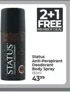 Dis-Chem Status Anti-Perspirant Deodorant Body Spray 130ml offer