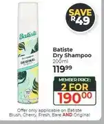 Dis-Chem Batiste Dry Shampoo 200ml - 2 for offer