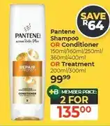 Dis-Chem Pantene Shampoo OR Conditioner 150ml/160ml/250ml/360ml/400ml OR Treatment 200ml/300ml - 2 for offer