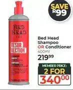Dis-Chem Bed Head Shampoo OR Conditioner 400ml -2 for offer