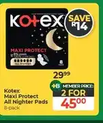 Dis-Chem Kotex Maxi Protect All Nighter Pads 8-pack - 2 for offer