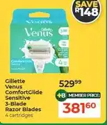 Dis-Chem Gillette Venus ComfortGlide Sensitive 3-Blade Razor Blades 4 cartridges offer
