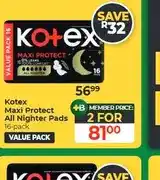 Dis-Chem Kotex Maxi Protect All Nighter Pads 16-pack - 2 for offer