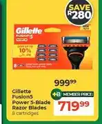 Dis-Chem Gillette Fusion5 Power 5-Blade Razor Blades 8 cartridges offer