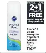 Dis-Chem Peaceful Sleep Mosquito Repellent Aerosol Spray 150ml offer