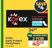 Dis-Chem Kotex Daily Protect Pantyliners 20-pack - 2 for offer