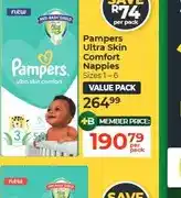 Dis-Chem Pampers Ultra Skin Comfort Nappies Sizes 1-6 Value Pack offer