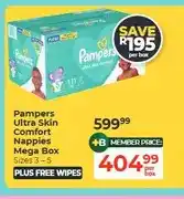 Dis-Chem Pampers Ultra Skin Comfort Nappies Mega Box Sizes 3 - 5 offer