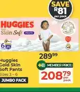 Dis-Chem Huggies Gold Skin Soft Pants Sizes 3-6 Jumbo Pack offer