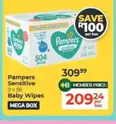 Dis-Chem Pampers Sensitive 9 x 56 Baby Wipes Mega Box offer