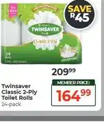 Dis-Chem Twinsaver Classic 2-Ply Toilet Rolls 24-pack offer