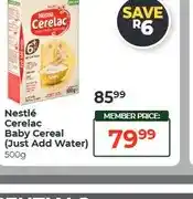 Dis-Chem Nestlé Cerelac Baby Cereal (Just Add Water) 500g offer