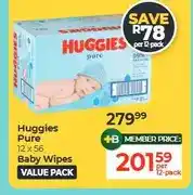 Dis-Chem Huggies Pure 12 x 56 Baby Wipes Value Pack offer