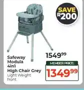 Dis-Chem Safeway Modula 4in1 High Chair Grey Light Weight front offer