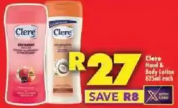 Shoprite Clere Hand & Body Lotion offer