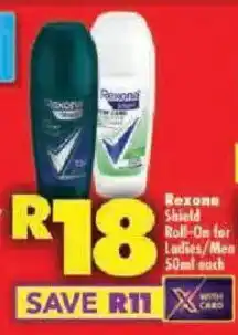 Shoprite Rexone Shield Roll-On for Ladies/Men offer