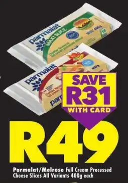 Shoprite Parmalat/Melrose Full Cream Processed Cheese Slices offer