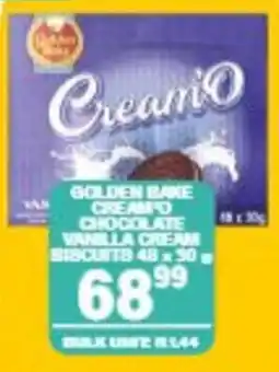 Giant Hyper Golden Bake Creamo Chocolate Vanilla Cream Biscuits offer