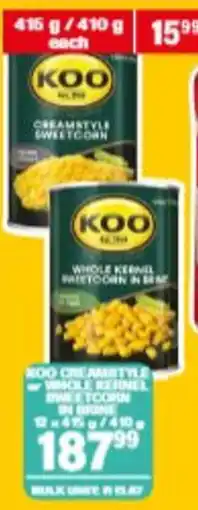 Giant Hyper KOO Creamstyle Whole Kernel Sweetcorn in Brine offer