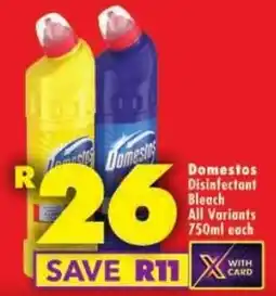 Shoprite Domestos Disinfectant Bleach All Variants offer