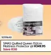 Bradlows SMAS Quilted Queen 152cm Mattress Protector offer