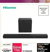 Bradlows Hisense 3.1 Channel Sound Bar HS3100 offer