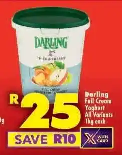 Shoprite Darling Full Cream Yoghurt All Variants 1kg each offer