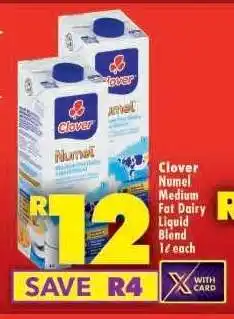 Shoprite CLOVER Numel Medium Fat Dairy Liquid Blend offer